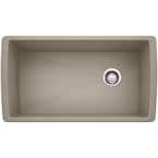 DIAMOND Silgranit Undermount Granite Composite 33.5 in. Single Bowl Kitchen Sink in Truffle