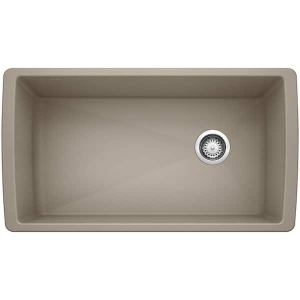 Blanco DIAMOND Silgranit Undermount Granite Composite 33.5 in. Single Bowl Kitchen Sink in Truffle