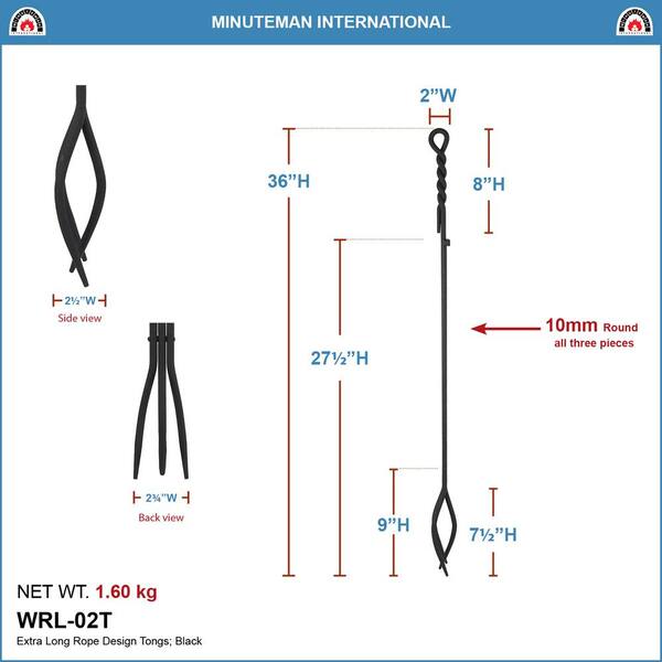 ACHLA DESIGNS 36 in. Tall Black Extra-Long Rope Design