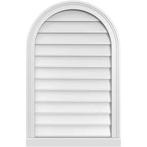 22 in. x 34 in. Round Top White PVC Paintable Gable Louver Vent Non-Functional