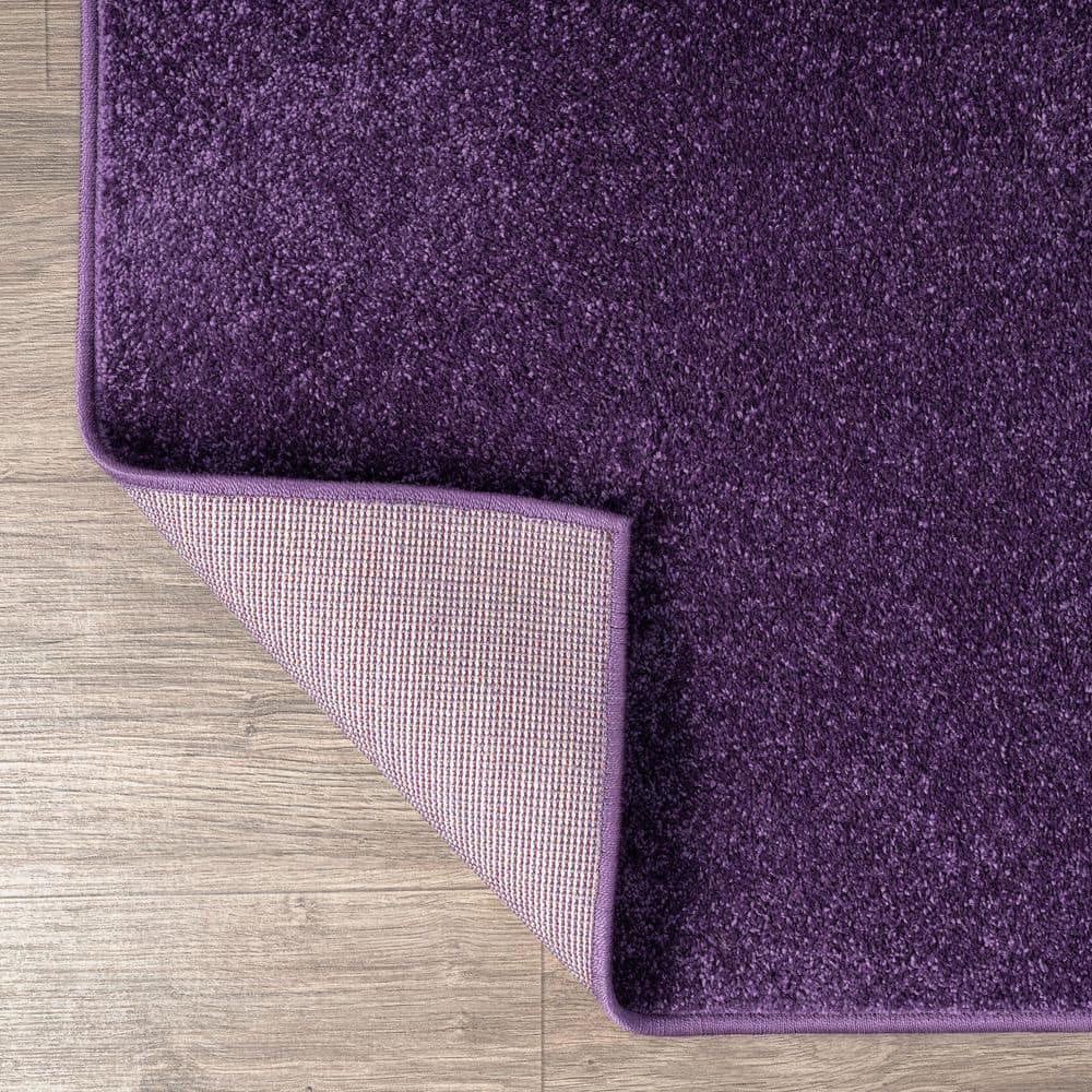 Haze Purple Solid Low-Pile Synthetic Runner Rug