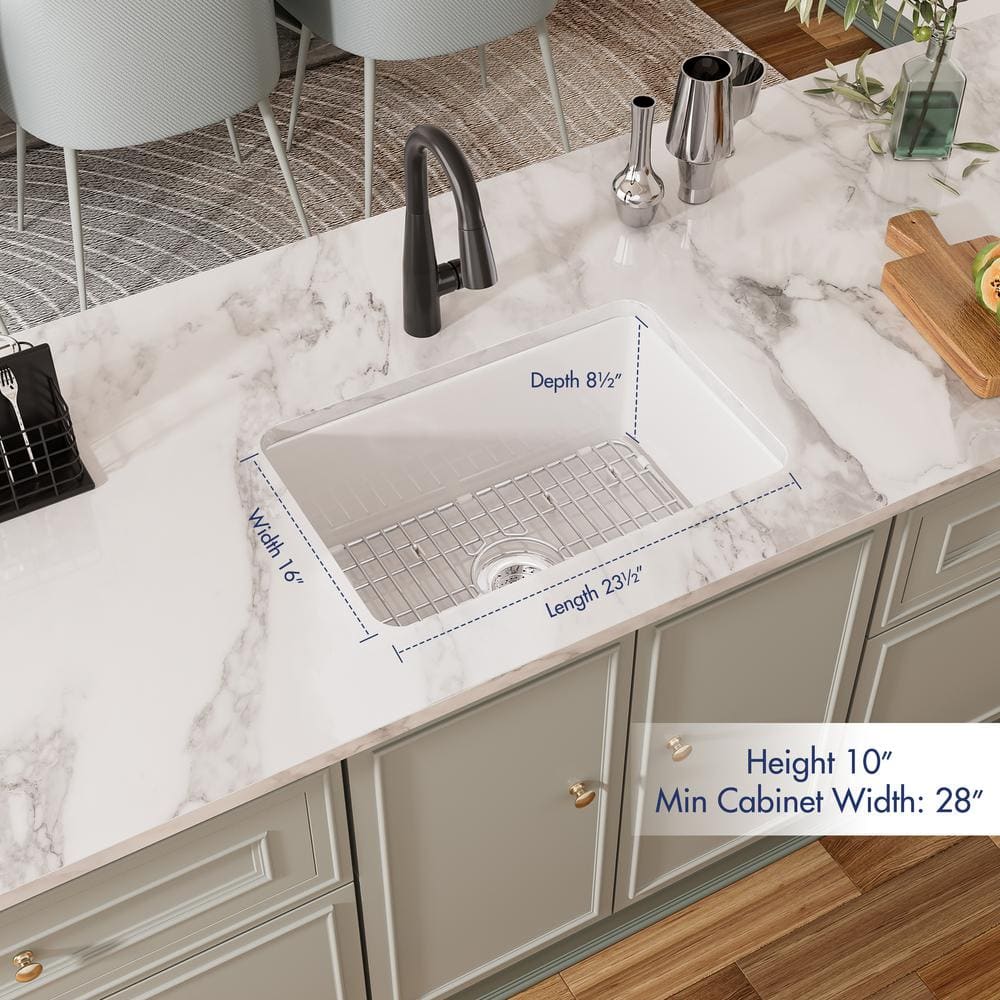 Oslo White Fireclay Single Bowl Drop-In Kitchen Sink