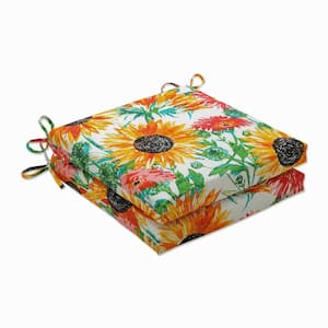 Floral 20 x 20 Outdoor Dining Chair Cushion in Yellow/Green/Pink (Set of 2)