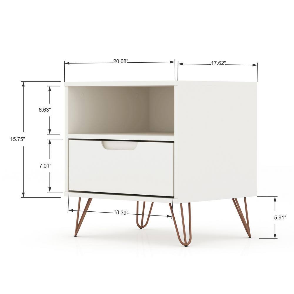 Set of 2 Gray 1-Drawer Nightstands with Hairpin Legs
