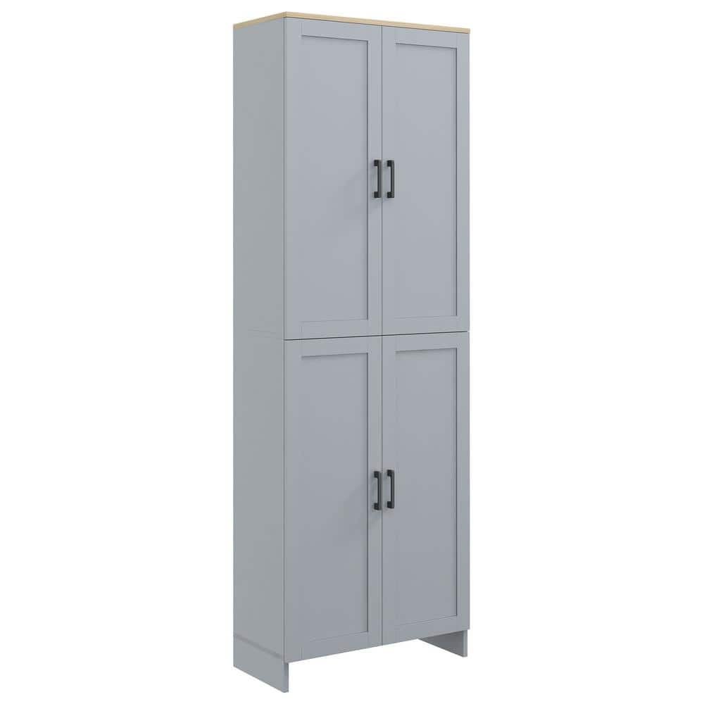 23.5 in. W x 11.75 in. D x 72 in. H Bathroom Gray Linen Cabinet
