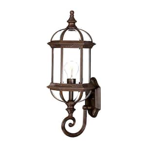 Dover Collection 1-Light Burled Walnut Outdoor Wall Lantern Sconce