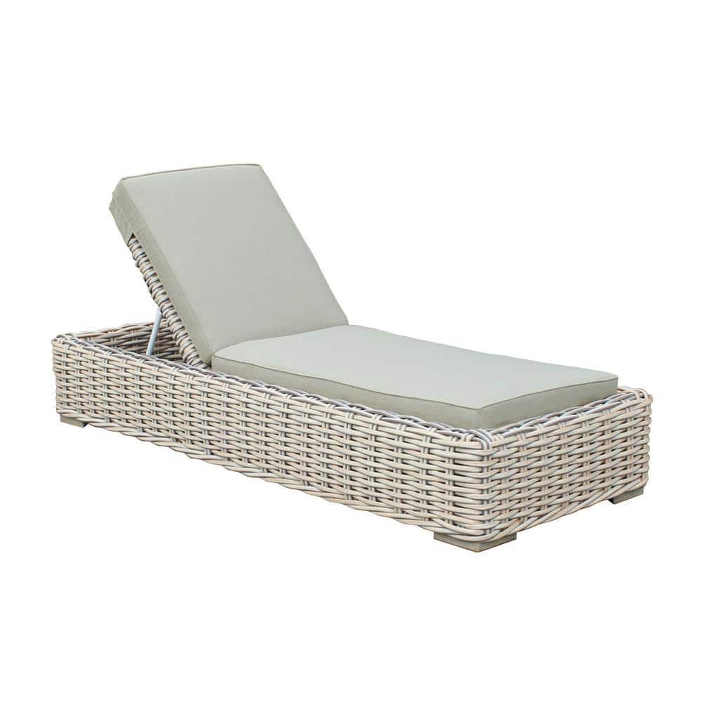 Anna White and Grey 1-Piece Wicker Aluminum Frame Outdoor Chaise Lounge with Grey Sunbrella Cushions price history on PriceWatchPro