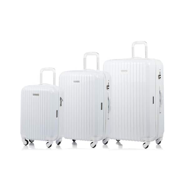 Unbranded CHAMPS Rome 28 in.,24 in., 20 in. White Hardside Luggage Set with Spinner Wheels (3-Piece)