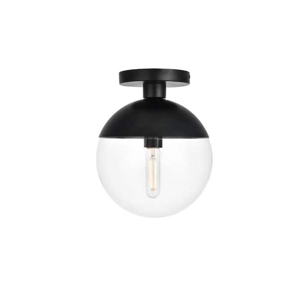 Unbranded Timeless Home Ellie 10 in. W x 12 in. H 1-Light Black and Clear Glass Flush Mount