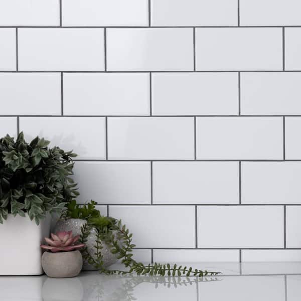 Merola Tile Crown Heights Glossy White 3 in. x 6 in. Ceramic Wall