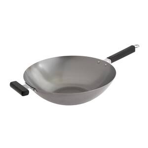 Joyce Chen Professional Series 14 in. Silver Carbon Steel Wok with Phenolic Handles