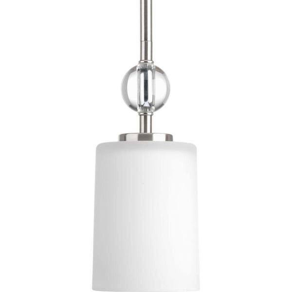Progress Lighting Compass Collection 1-Light Brushed Nickel Mini Pendant with Etched White Glass