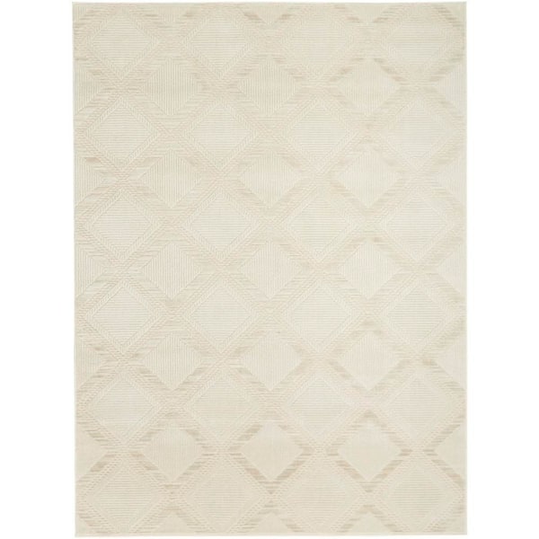 Serenity Home Ivory 6 ft. x 9 ft. Geometric Contemporary Area Rug