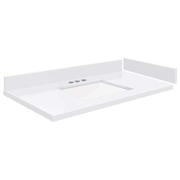 Transolid Silestone 33.5 in. W x 22.25 in. D Quartz White Rectangular Single Sink Vanity Top in Miami White
