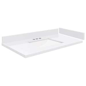 Silestone 34.5 in. W x 22.25 in. D Quartz White Rectangular Single Sink Vanity Top in Miami White