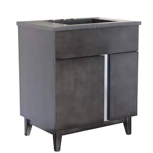 Mia 31 in. W x 22 in. D Bath Vanity in Brown with Concrete Vanity Top in Black with Black Rectangle Basin