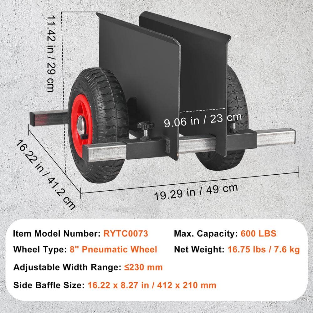 Heavy-Duty Steel Drywall Mover with Pneumatic Wheels