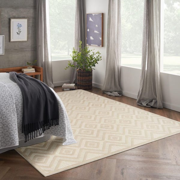 9 ft. x 12 ft. Cream Versatile Diamond Contemporary Area Rug