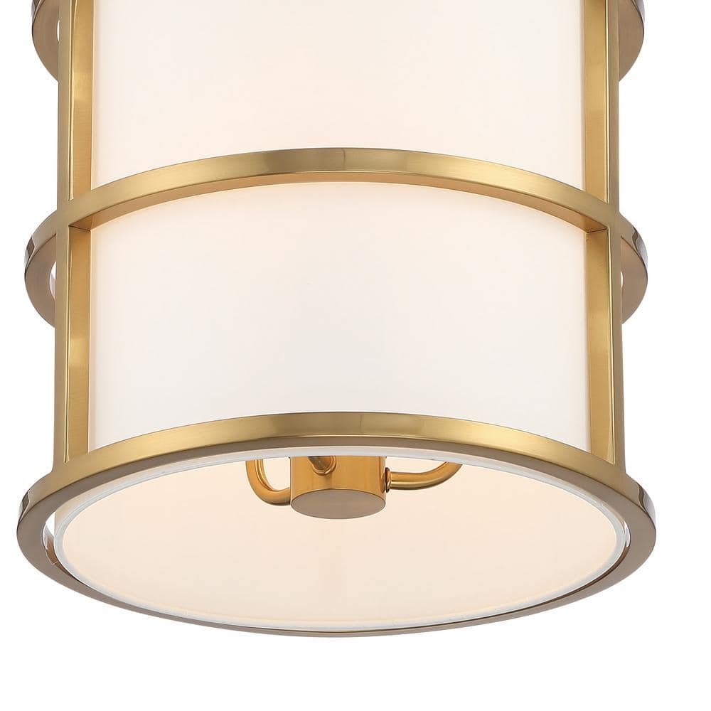 Hulton Luxe Gold Mini Drum Silk Shade 3-Light Pendant