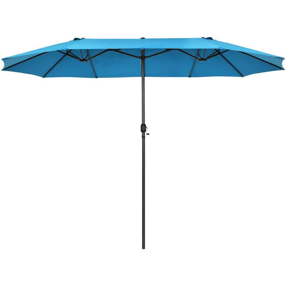 15 ft. Market Double-Sided Patio Umbrella with Hand-Crank System in Blue price history on PriceWatchPro