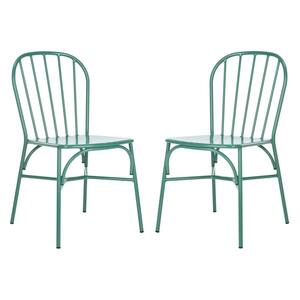 Everleigh Matte Olive Green Stackable Metal Outdoor Dining Chair (2-Pack)