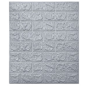 30 Pcs Peel and Stick 3D Brick Wallpaper in Grey, Faux Foam Brick Wall Panels for Bedroom, Living Room(43.5Sq.Ft/Pack)
