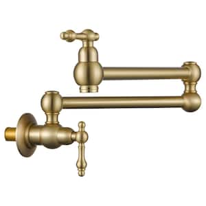 Wall Mounted Pot Filler with Lever Handle in Brushed Gold