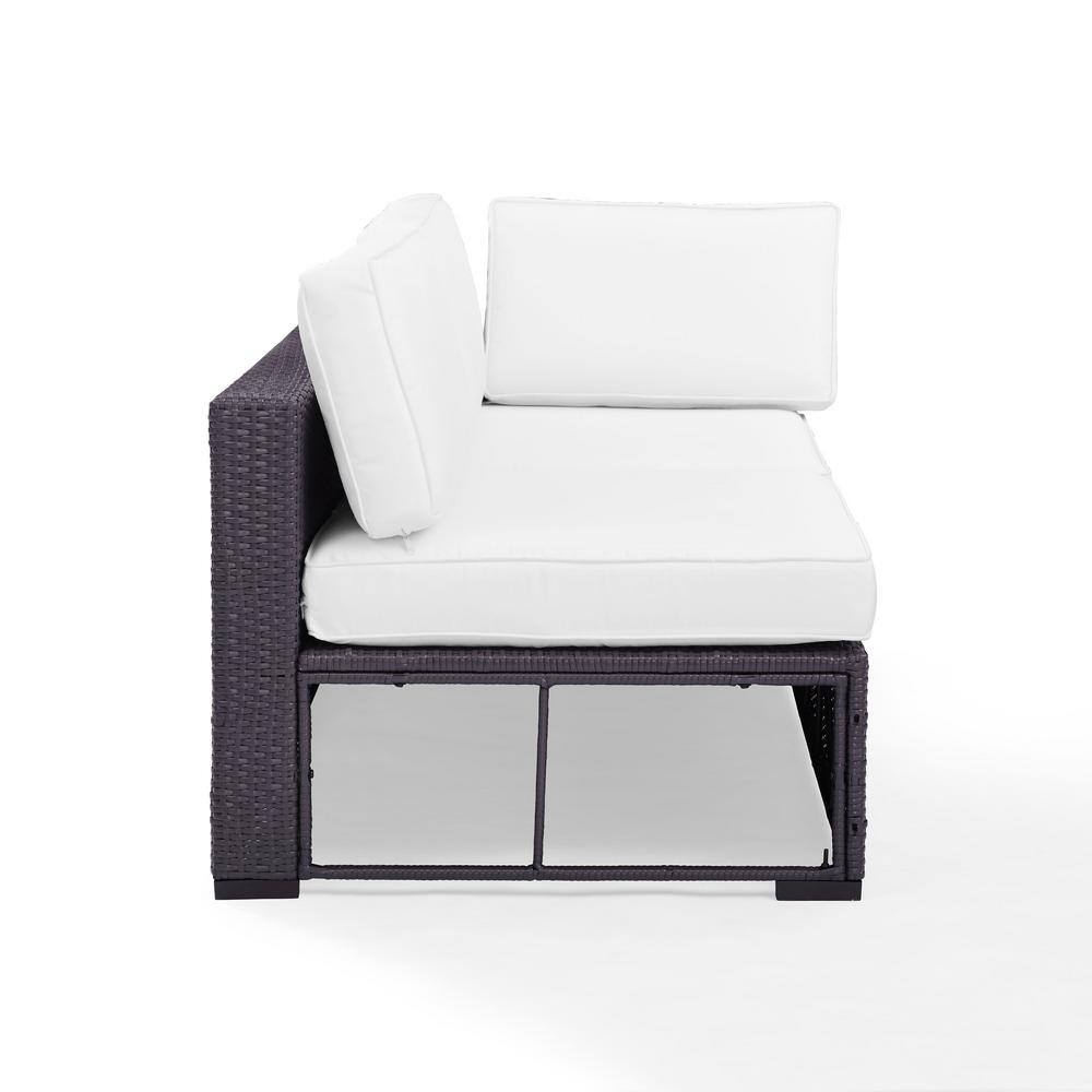 Biscayne White Cushioned Wicker Two-Seat Outdoor Loveseat