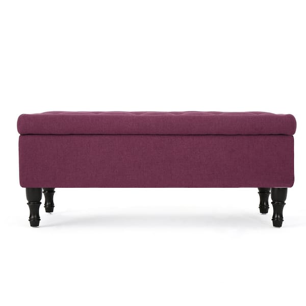 Noble House Chantelle Tufted Dark Fuschia Fabric Storage Ottoman