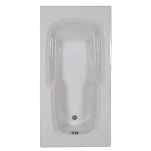 72 in. Acrylic Reversible Drain Rectangular Alcove Soaking Bathtub in White