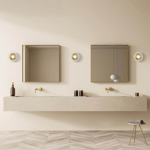 Litto 6 in. 1-Light Brushed Gold Modern Wall Sconce with Clear Glass Sheild