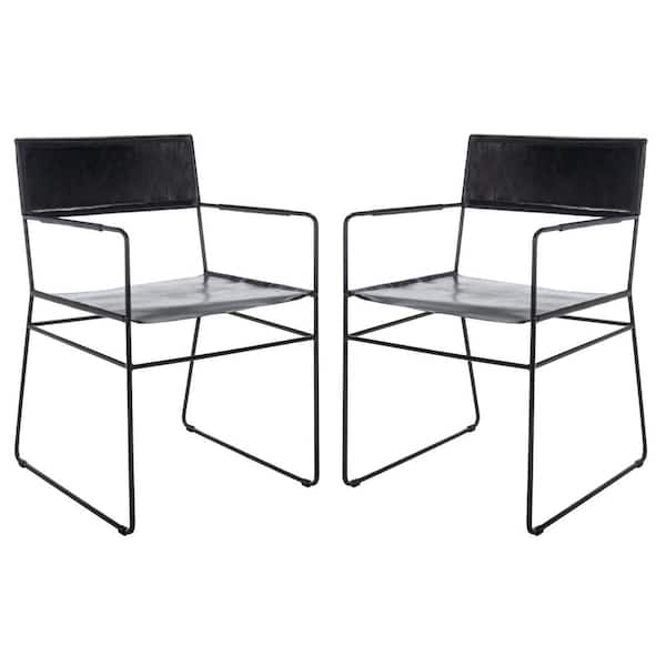 SAFAVIEH Alyx Black 18.89 in. Steels Dining Chair Set of 2