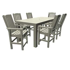 Springville Harbor Gray 7-Piece Counter Height Plastic Outdoor Dining Set in Harbor Gray (Set of 6)