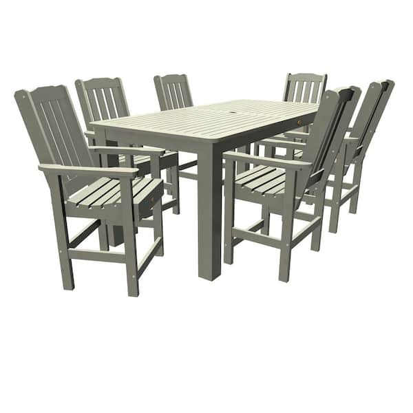 Highwood Springville Harbor Gray 7-Piece Counter Height Plastic Outdoor Dining Set in Harbor Gray (Set of 6)