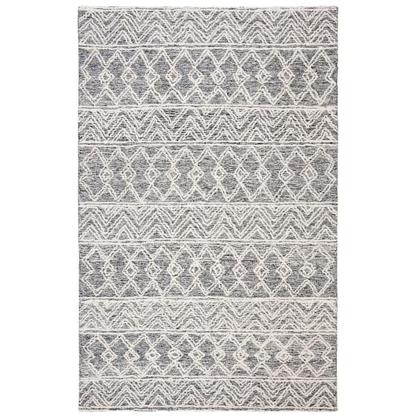 Micro-Loop Ivory/Black 9 ft. x 12 ft. Geometric Area Rug