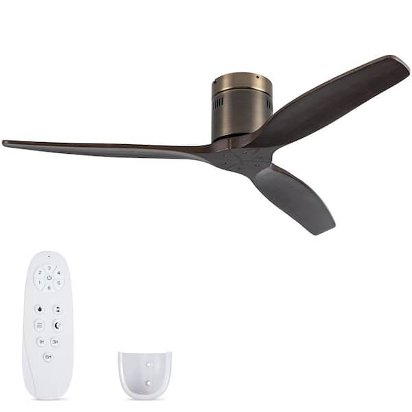 Epoch 52 inches Indoor Low Profile Bronze Ceiling Fan with 3 Solid Wood Blades, DC Reversible Motor without Light