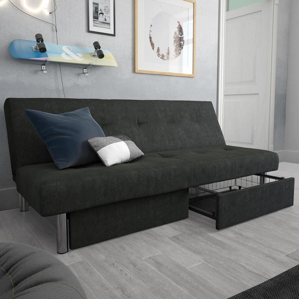 DHP Sydney Convertible Futon Sofa Bed Gray Microfiber