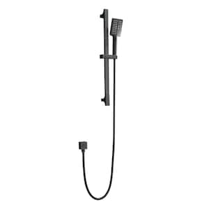 Single-Handle 1-Spray Wall Mount Stainless Steel Square Massaging Handheld Shower Head with Slide Bar in Matte Black