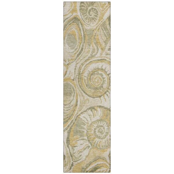 Chantille Machine Washable Indoor/Outdoor Abstract ACN3019 Gold 2 ft. x 7 ft. Runner Rug
