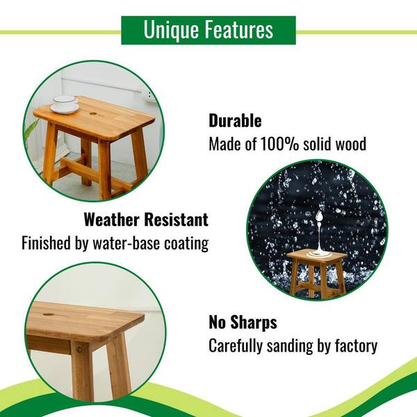 URTR 17.7 in. Brown Acacia Wood Stool with Footrest Round Accent Chair Bar  Stool For Dining, Indoor and Outdoor (Set of 1) HY01818Y - The Home Depot