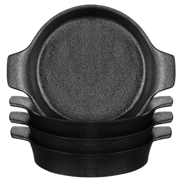 4-Piece Mini Cast Iron Skillet Set Black Cast Iron Easy Clean Oven Stovetop Safe Bakeware Cookware Serving