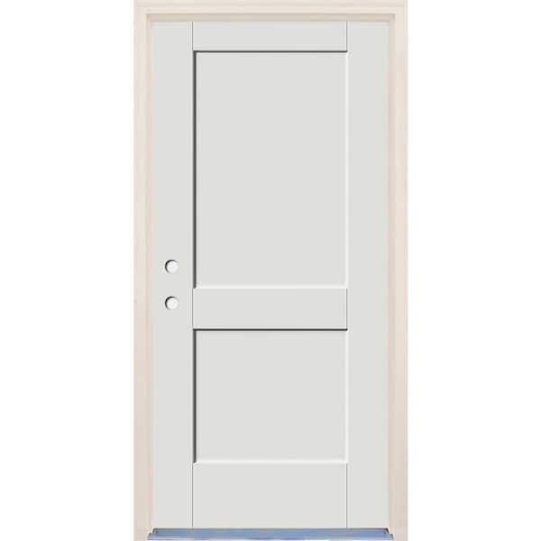 Builders Choice 32 in. x 80 in. 2-Panel Right-Hand Alpine Fiberglass Prehung Front Door w/6-9/16 in. Frame and Nickel Hinges