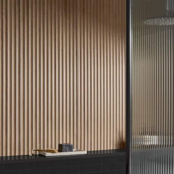 Forma Chestnut Brown 6 in. x 0.52 in. Fluted Wood Look Matte Ceramic Wall Tile Sample