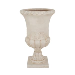 26.5 in. H. Light Aged White Cast Stone Sonnet Entrance Urn