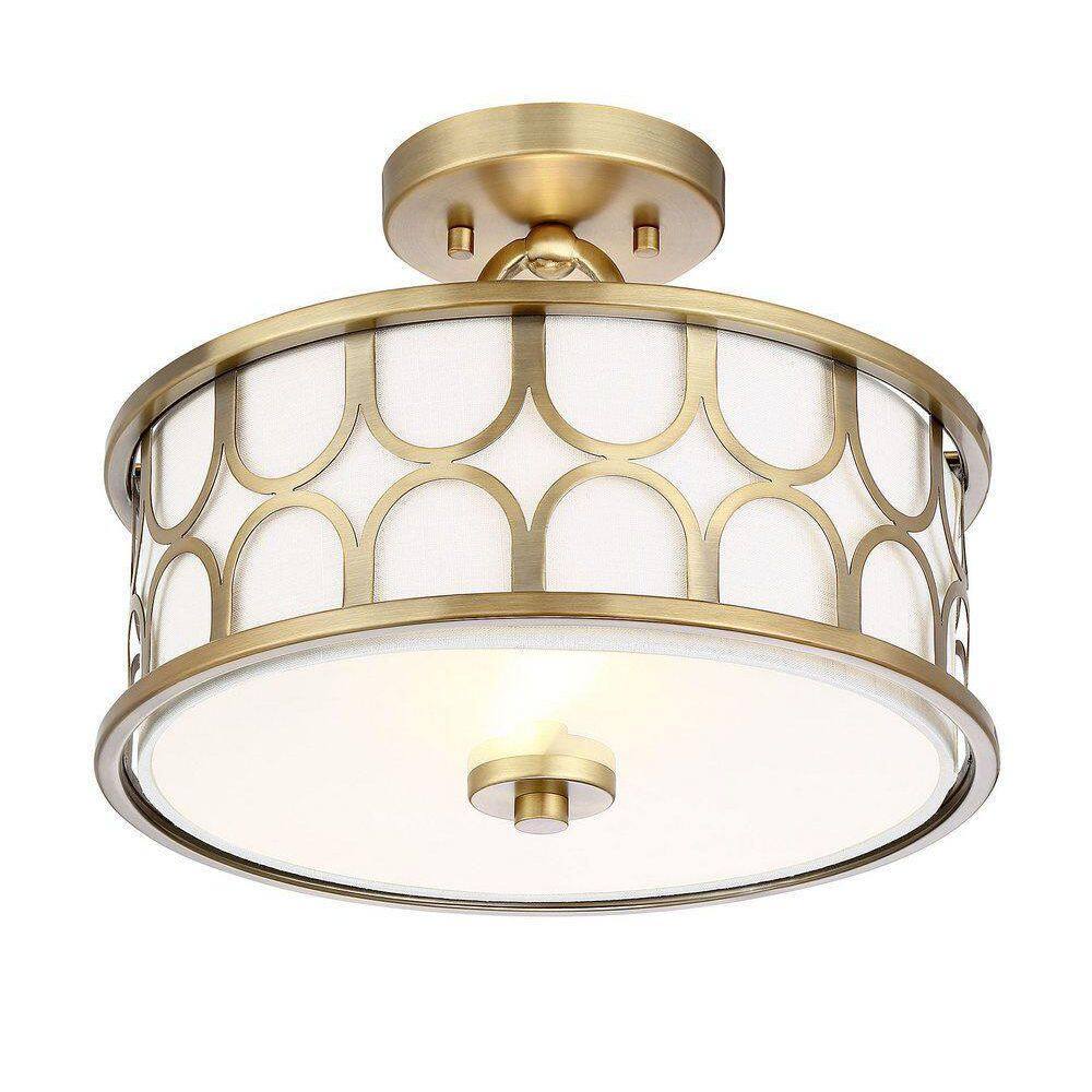 Courtland Geometric Brass & Glass Semi-Flush Ceiling Light