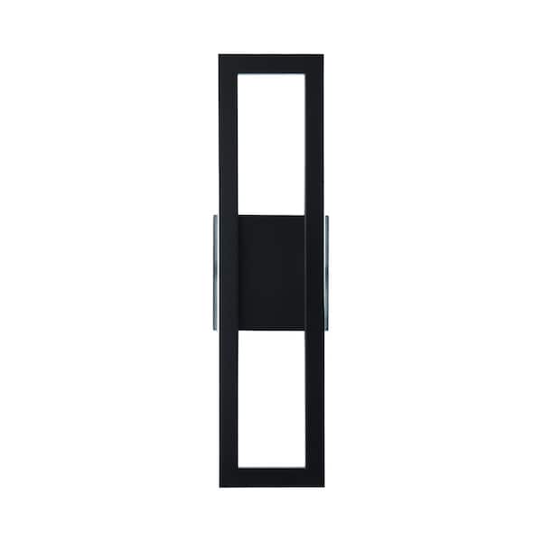 OUKANING 4.33 in. 1-Light Black Modern Long Bar Indoor LED Wall Sconce with Acrylic Shade