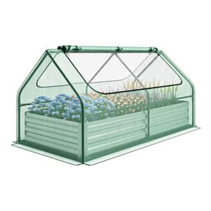 68 in. x 33 in. x 12.5 in. Green and Silver Metal Raised Garden Bed