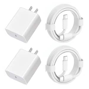 30W Fast Charger 6.6 ft. PD USB Type C Phone Wall Fast Charging with Block (No Overheating When Charging), 2-Pack