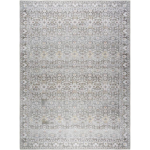 Livabliss Our PNW Home Medium Gray 3 ft. x 10 ft. Rainier Traditional Indoor Machine-Washable Area Rug