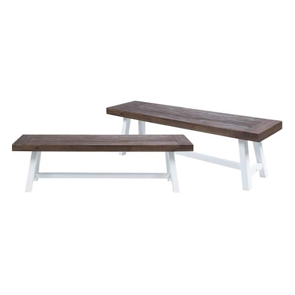 2-Piece Dark Brown Acacia Wood Modern...